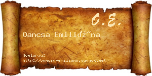 Oancsa Emiliána névjegykártya